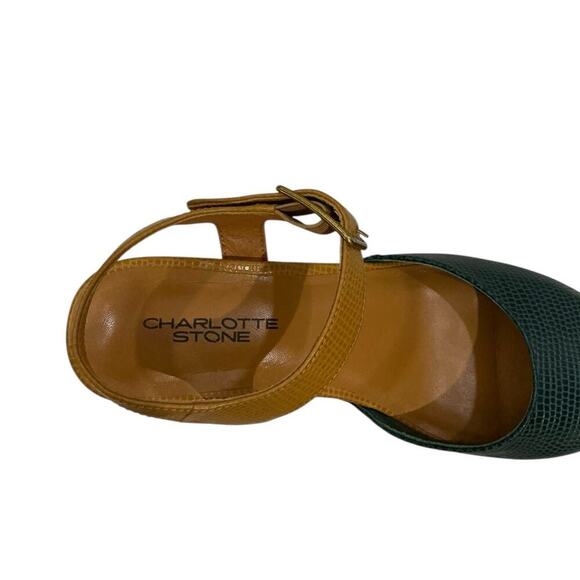 Charlotte Stone Maude Leather Platform Clogs Emerald And Caramel Size 8 - Picture 13 of 15